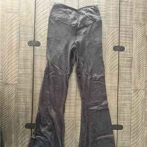 Aerie Black Acid Wash Double Crossover Flared Leggings